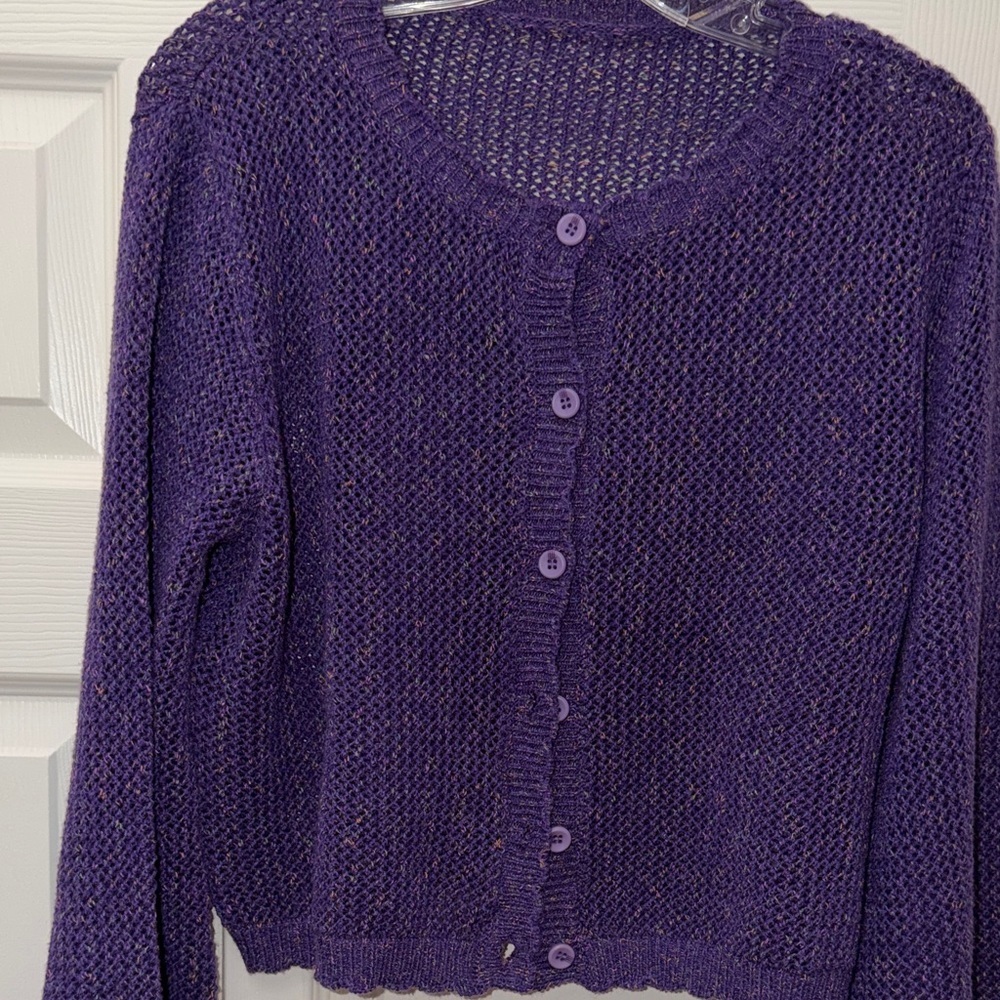 Large Soft Purple Knit Women's Sweater - Picture 3 of 10
